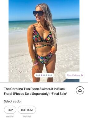 Black Floral Two-Piece Bikini Set - Strappy Wrap Top